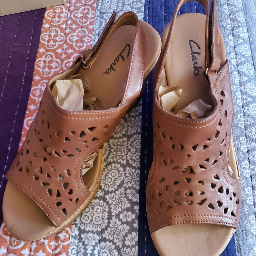 Clark wedge heeled sz 8 sandals...NWOT